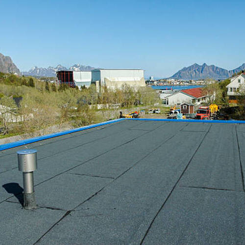 view from above of a flat roofing system