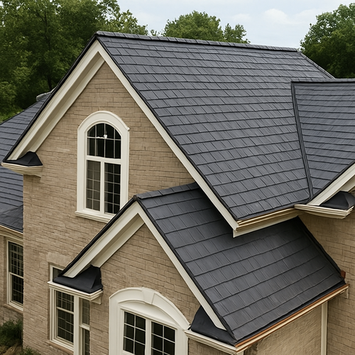 synthetic slate roofing on a nice home